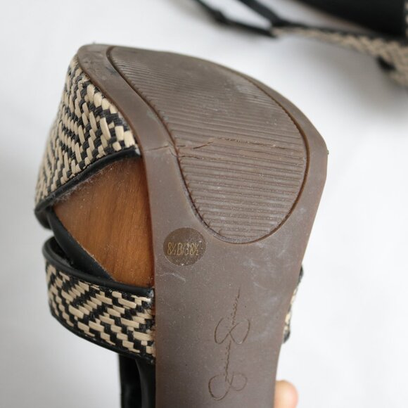 Jessica Simpson Peep Toe Wooden Platform Block Heels Size 8.5 - Picture 12 of 12